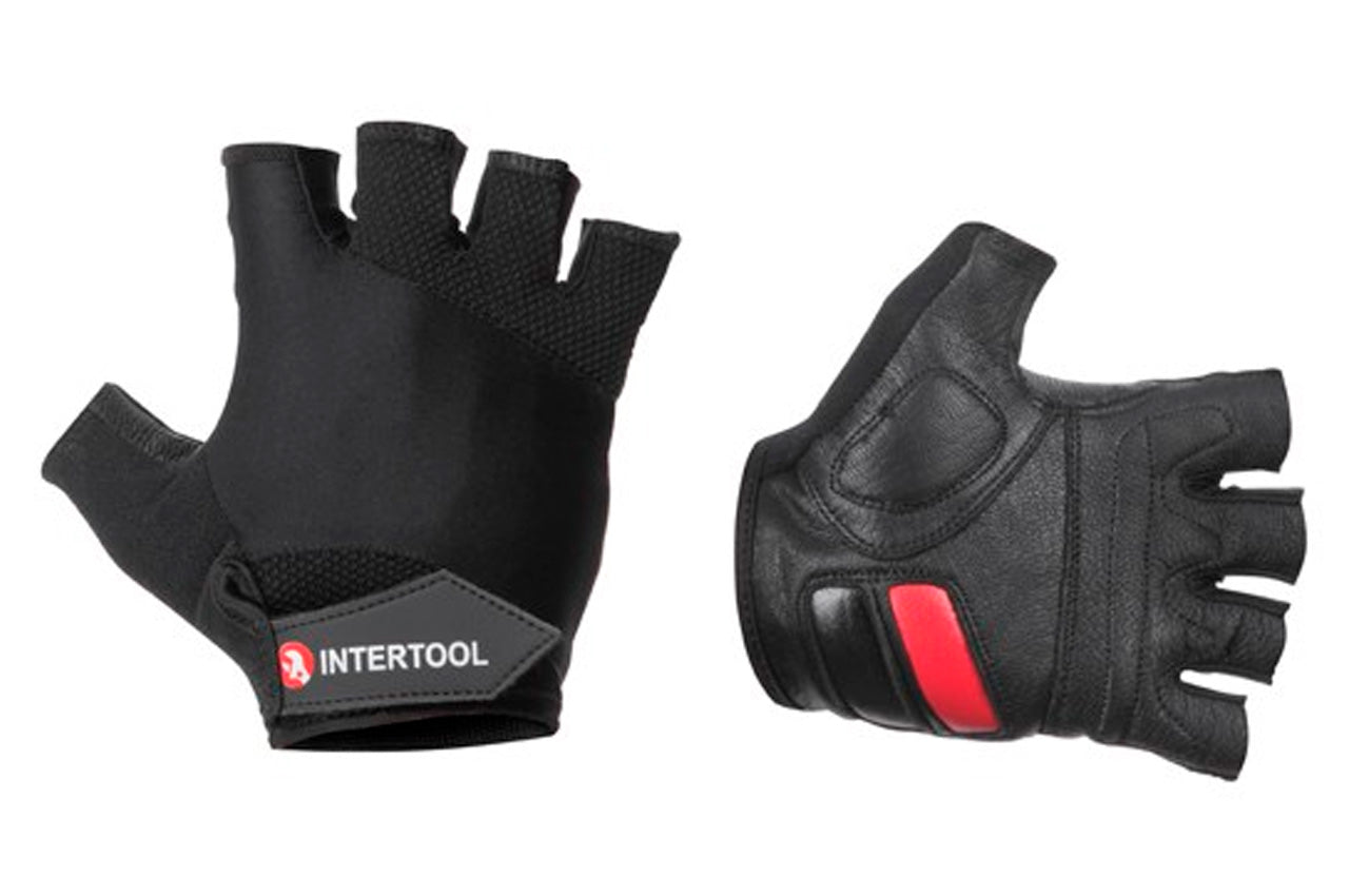 Перчатка Intertool - кожанная гелевые вставки без пальцев 10"