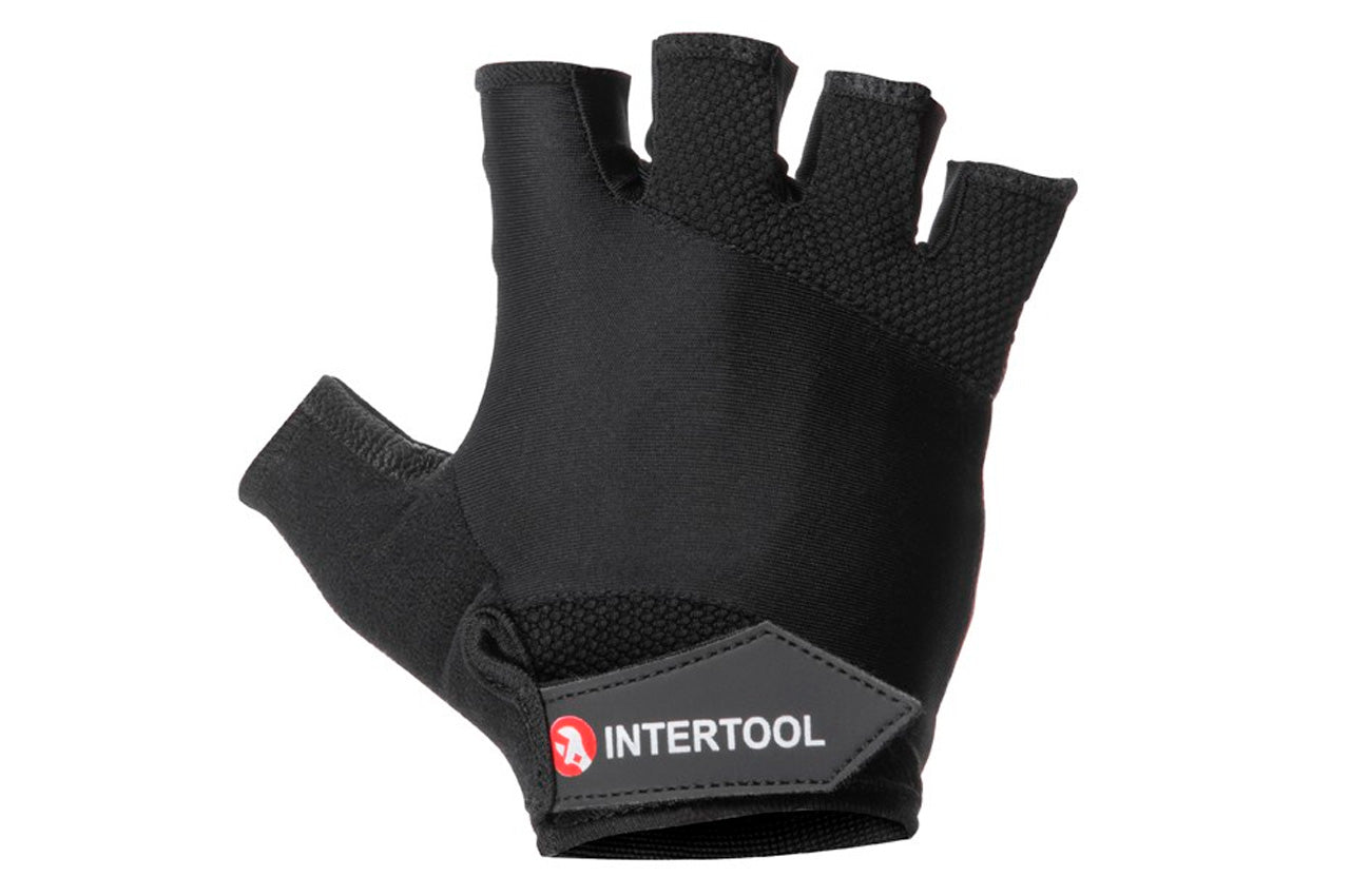 Перчатка Intertool - кожанная гелевые вставки без пальцев 10"