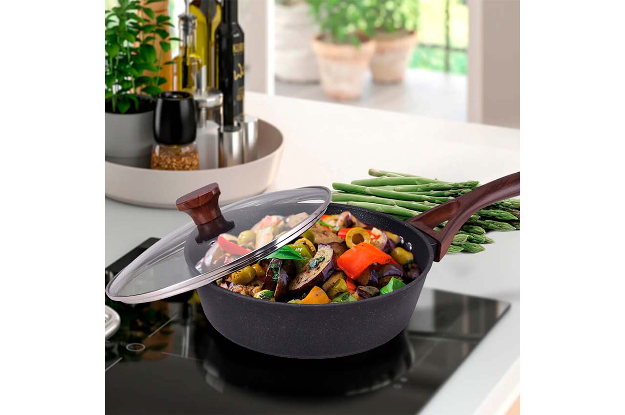 Сковорода антипригарная Maestro - 240мм Granite сотейник с крышкой