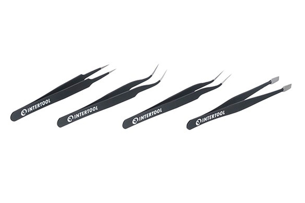 Набор пинцетов радиотехнических Intertool - 120-123мм (4шт)