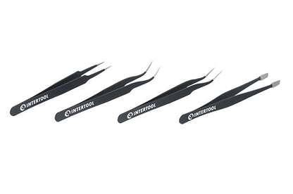 Набор пинцетов радиотехнических Intertool - 120-123мм (4шт)
