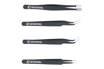 Набор пинцетов радиотехнических Intertool - 120-123мм (4шт)