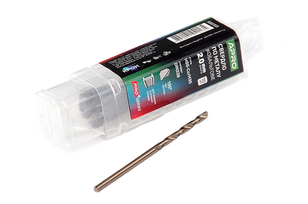 Сверло по металлу Apro - 2,0мм Co/M35 кобальт