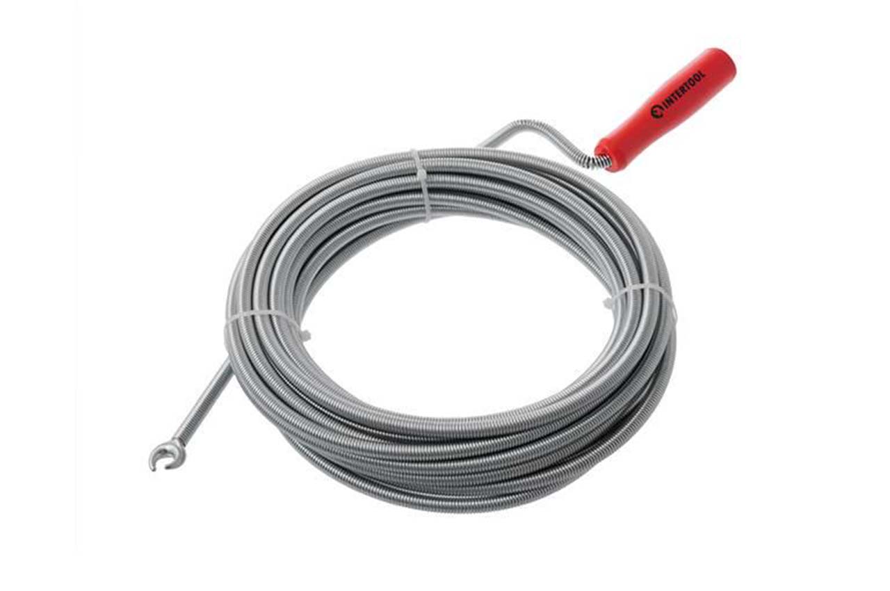 Трос для чистки труб Intertool - 9мм x 10м с наконечником