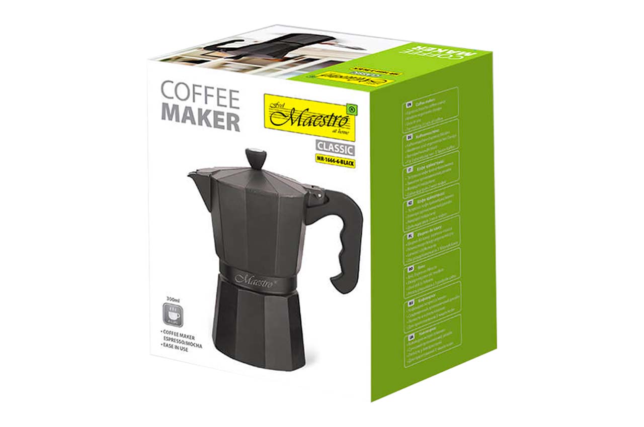 Кофеварка гейзерная алюминиевая Maestro - 300мл черная
