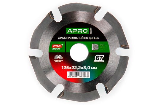 Диск пильный по дереву Apro - 125 x 22,2мм x 6T PRO