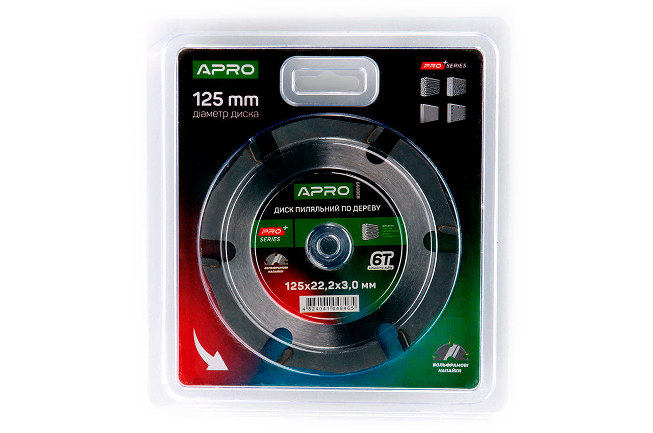 Диск пильный по дереву Apro - 125 x 22,2мм x 6T PRO