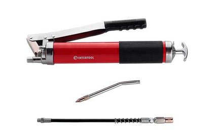 Шприц для смазки Intertool - 600мл двухплунжерный с гибким шлангом