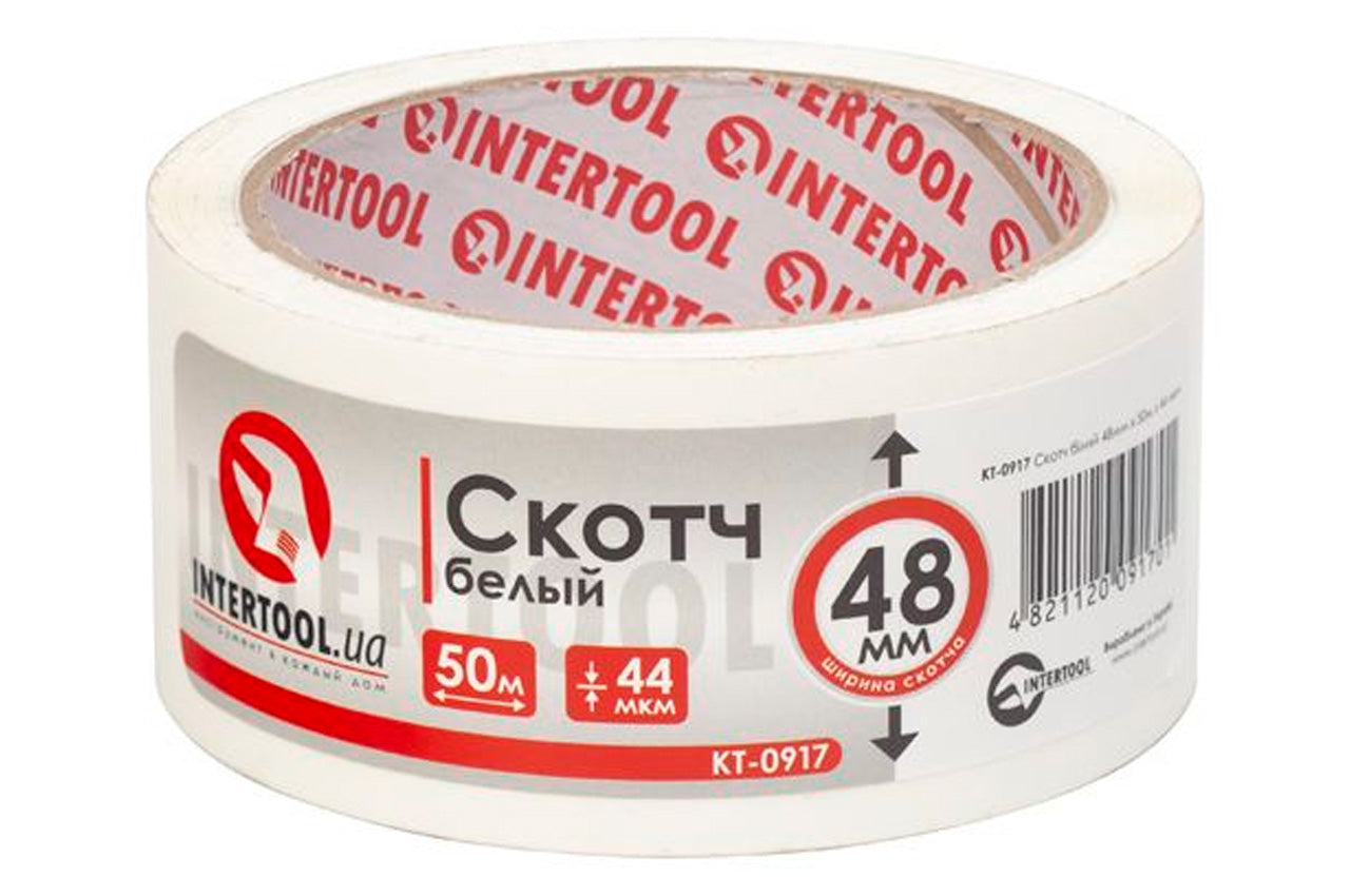 Скотч Intertool - 48мм x 50м x 44мкм белый