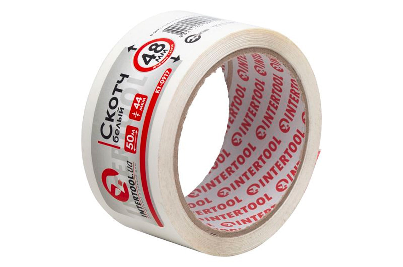 Скотч Intertool - 48мм x 50м x 44мкм белый