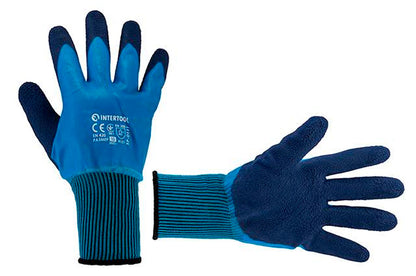 Перчатка Intertool - нитриловая пористая 10" [синяя]