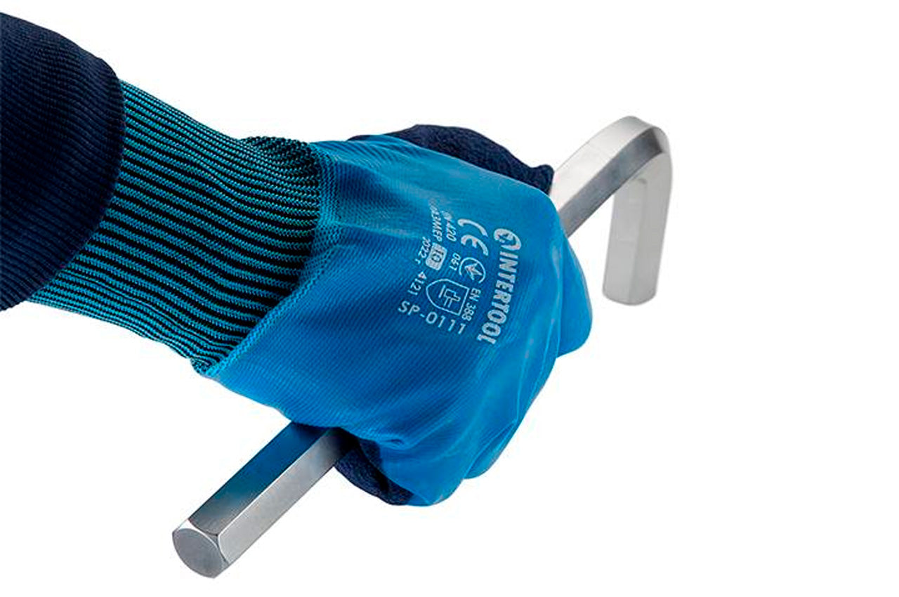 Перчатка Intertool - нитриловая пористая 10" [синяя]