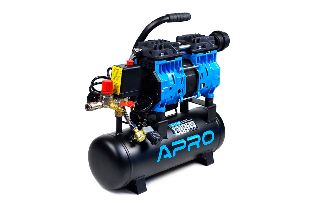Компрессор безмасляный Apro - 9л x 600Вт