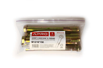 Анкер однораспорный с гайкой Apro - 16 х 150мм x М12 (5шт)