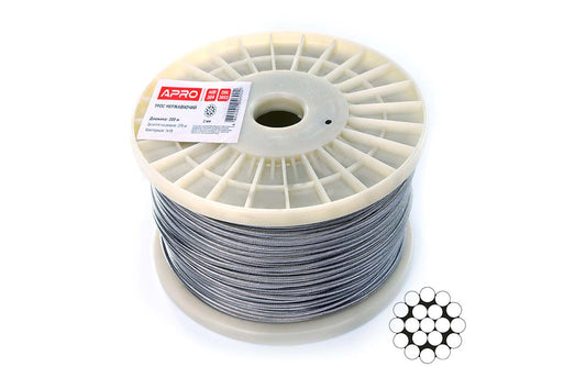 Трос нержавеющий Apro - 2мм x 200м (1x19) DIN 3053