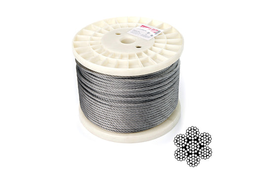 Трос нержавеющий Apro - 6мм x 100м (6х19+1x19) DIN 3060