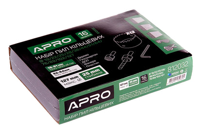 Набор сверл корончатых по дереву Apro - 19-127 x 25мм (12шт)