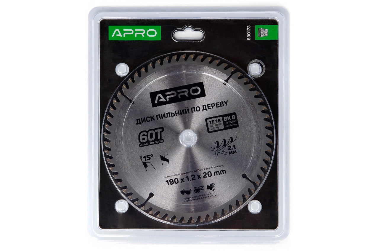 Диск пильный по дереву Apro - 190 x 20[16]мм x 60T