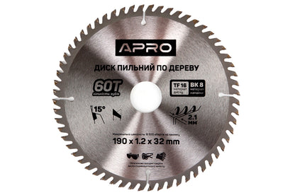 Диск пильный по дереву Apro - 190 x 32[30]мм x 60T