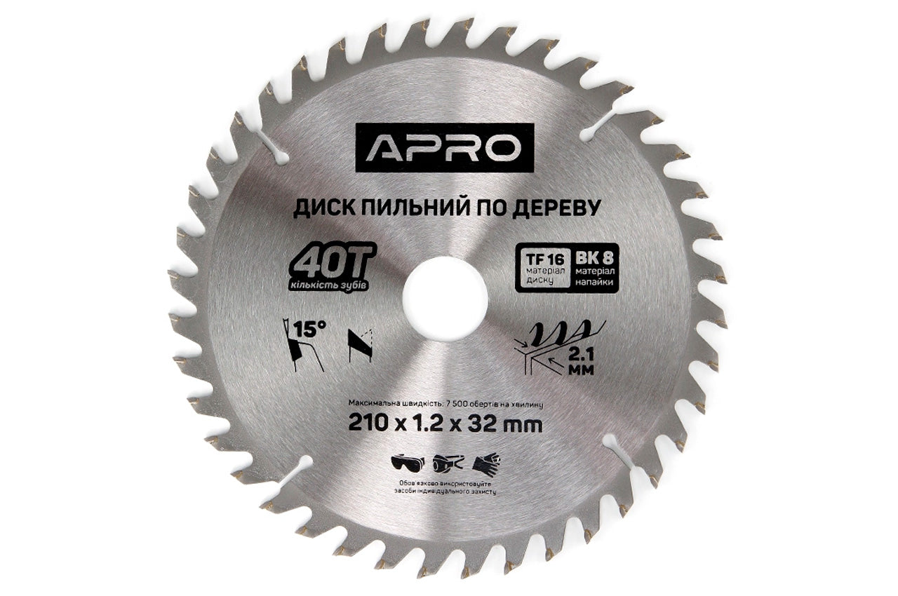 Диск пильный по дереву Apro - 210 x 32[30]мм x 40T