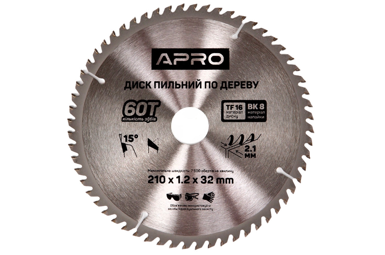 Диск пильный по дереву Apro - 210 x 32[30]мм x 60T
