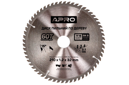 Диск пильный по дереву Apro - 210 x 32[30]мм x 60T