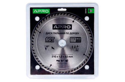 Диск пильный по дереву Apro - 210 x 32[30]мм x 60T