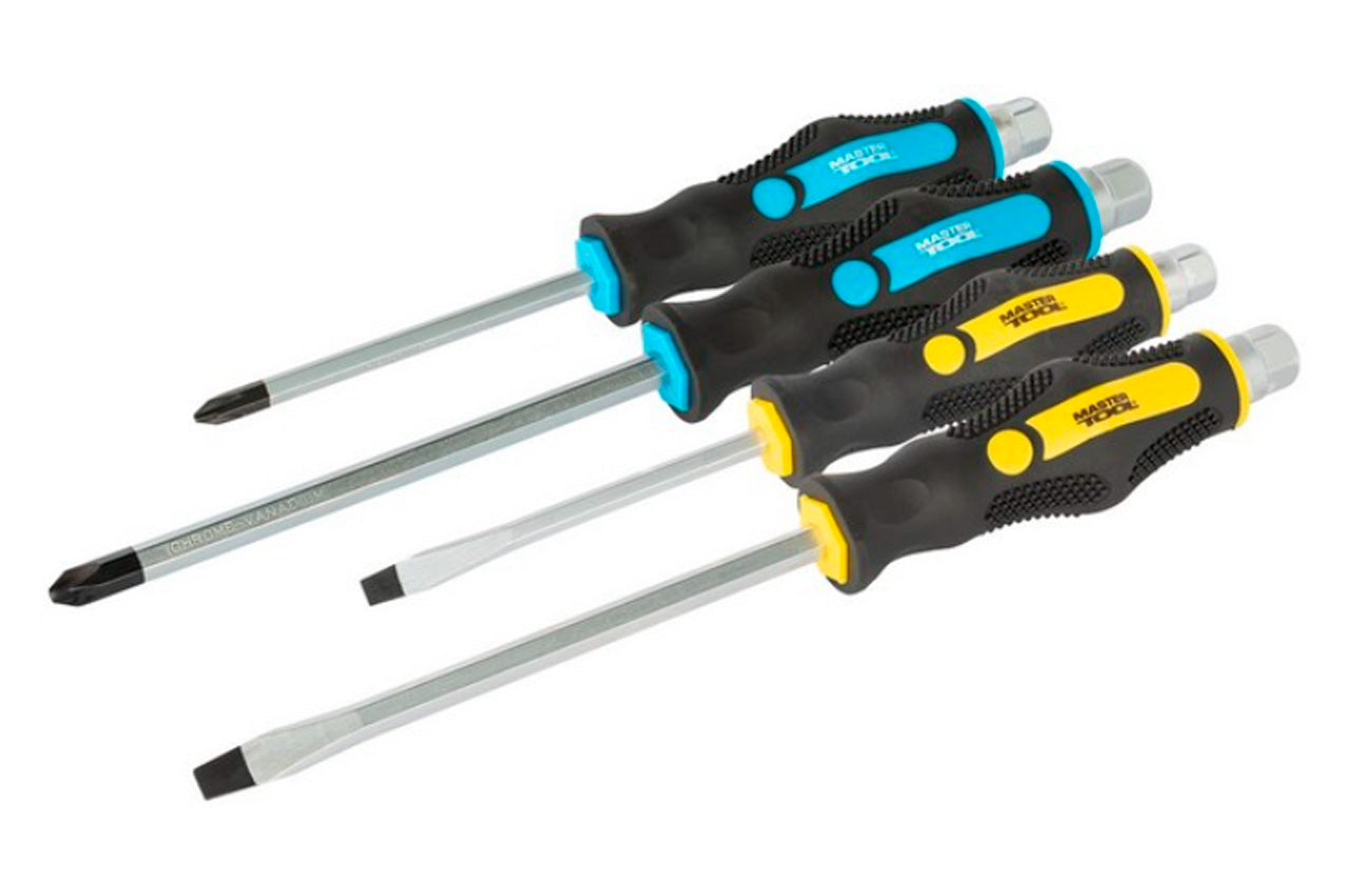 Набор отверток ударных Mastertool - PH2 x PH3 x SL6 x SL8 (4шт)
