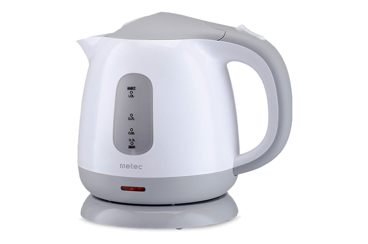 Электрочайник пластиковый Metec - 1л бело-серый