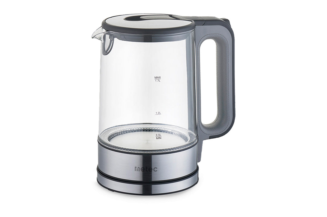 Электрочайник стеклянный Metec - 1,7л серый
