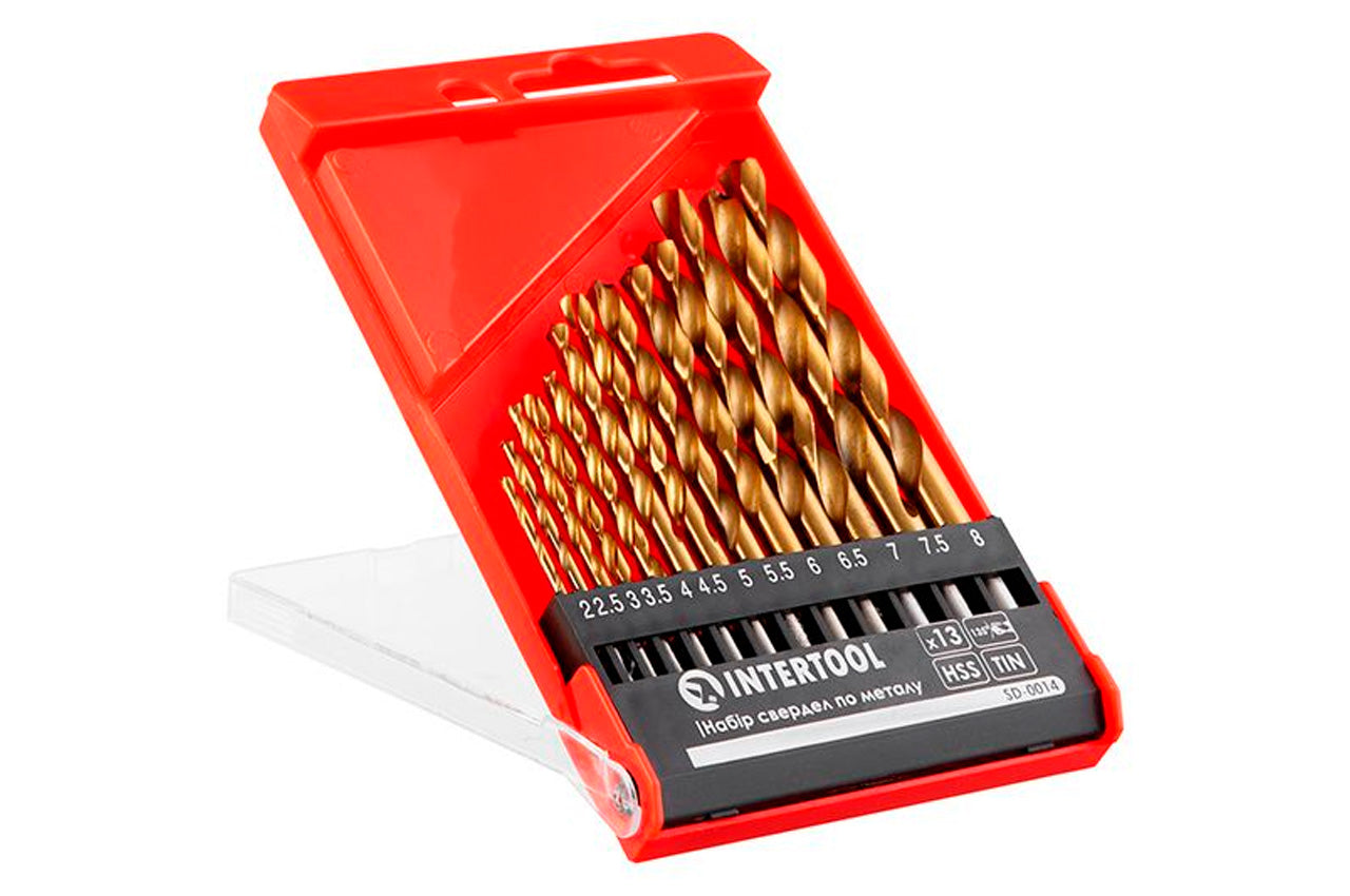 Набор сверл по металлу Intertool - 2-8мм титан (13шт)