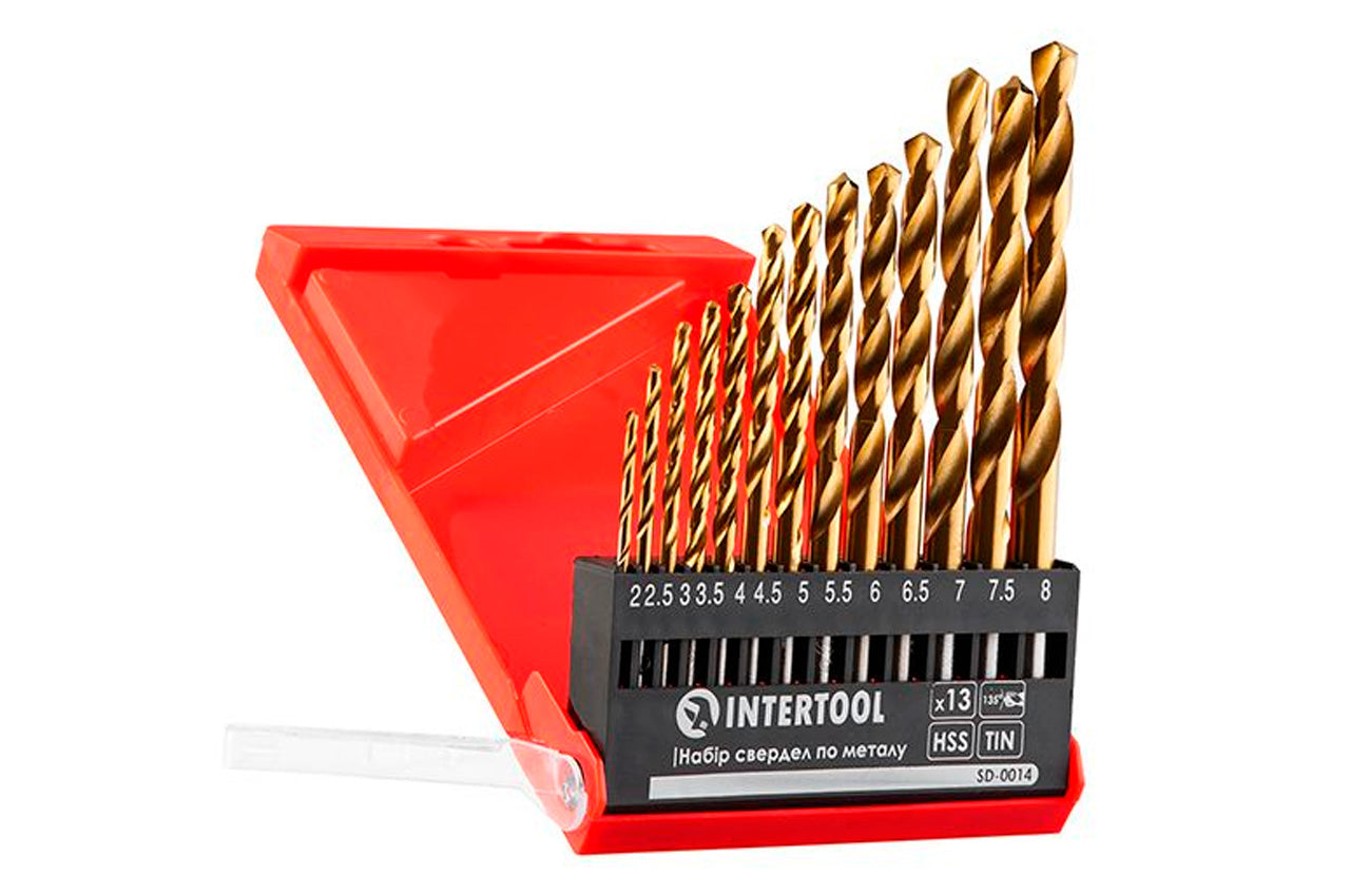 Набор сверл по металлу Intertool - 2-8мм титан (13шт)