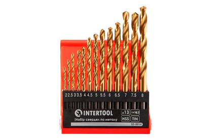 Набор сверл по металлу Intertool - 2-8мм титан (13шт)
