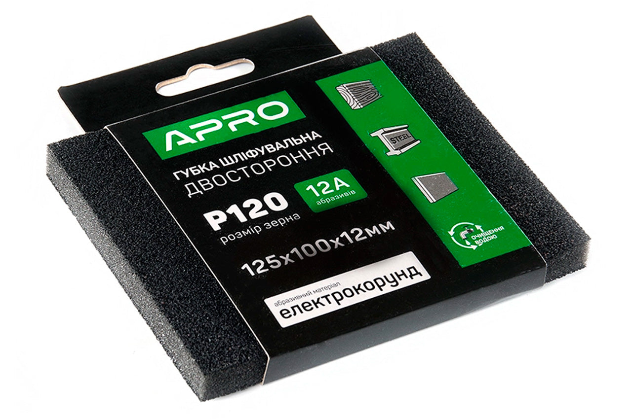 Губка шлифовальная Apro - 125 x 100 x 12мм x P100