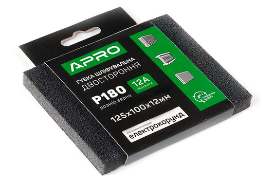 Губка шлифовальная Apro - 125 x 100 x 12мм x P180