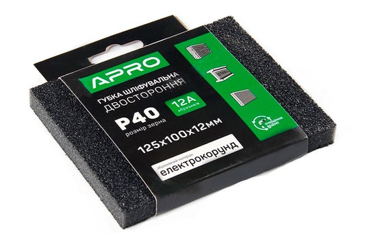 Губка шлифовальная Apro - 125 x 100 x 12мм x P40
