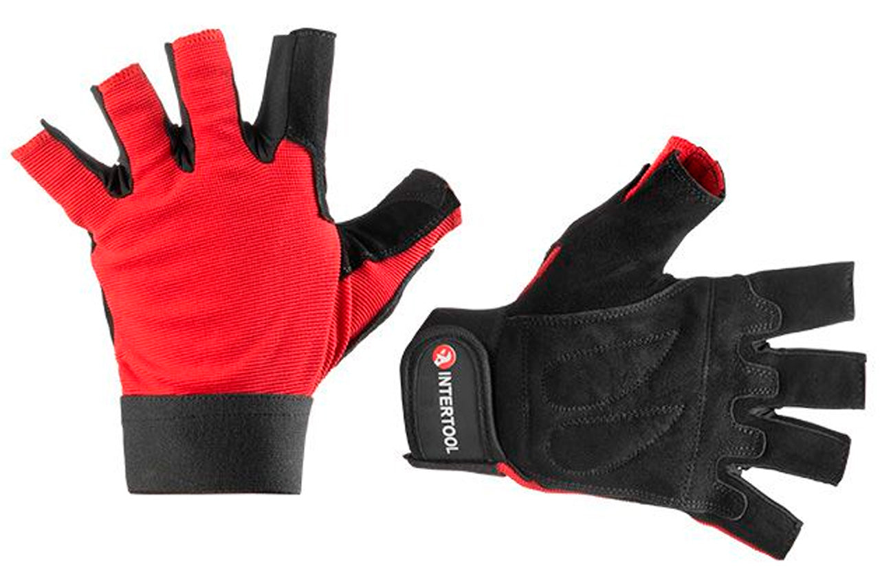 Перчатка без пальцев Intertool - кожа козья, вставки спандекс 10"