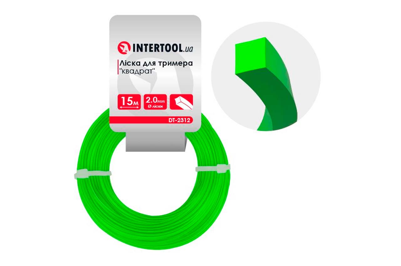 Леска для триммера Intertool - 2,0мм x 15м квадрат