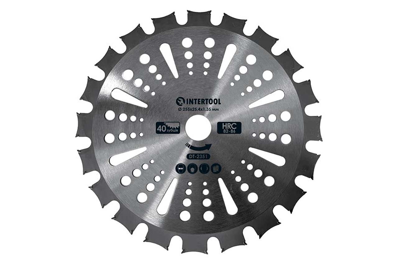 Диск для триммера Intertool - 255мм x 40Т победитовый двусторонний