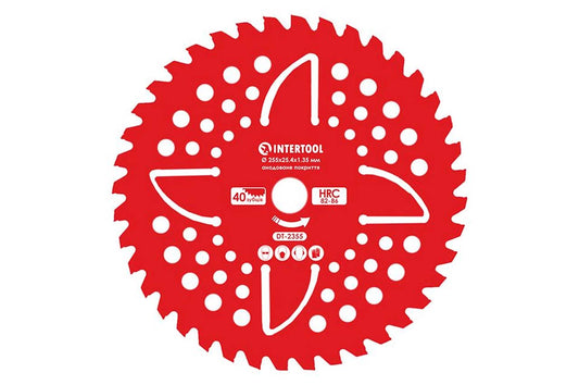 Диск для триммера Intertool - 255мм x 40Т победитовый подрезной анодированный 4