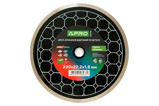Диск алмазный Apro - 230мм x 22-24% керамика ультра