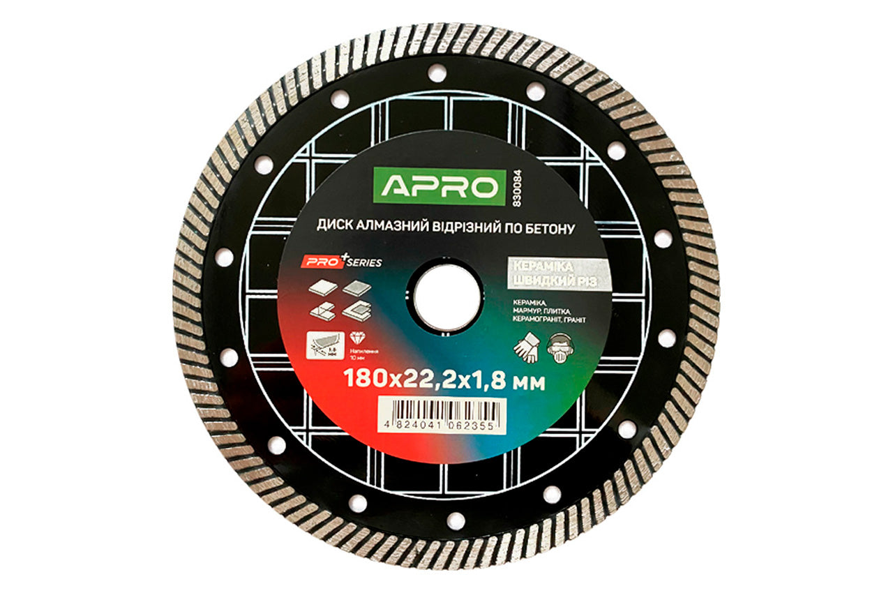 Диск алмазный Apro - 180мм x 22-24% керамика быстрый рез