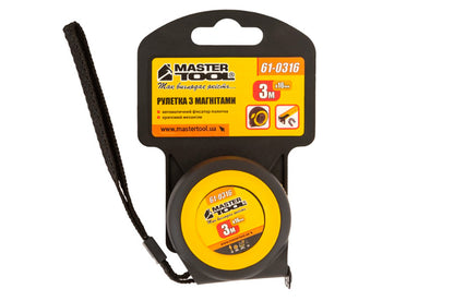 Рулетка Mastertool - 3м x 16мм магнит обрезиненная автостоп
