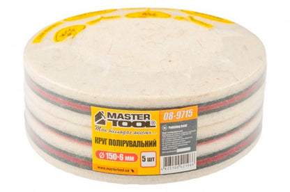 Набор кругов войлочных на липучке Mastertool - 150 x 6мм мягкий (5шт)