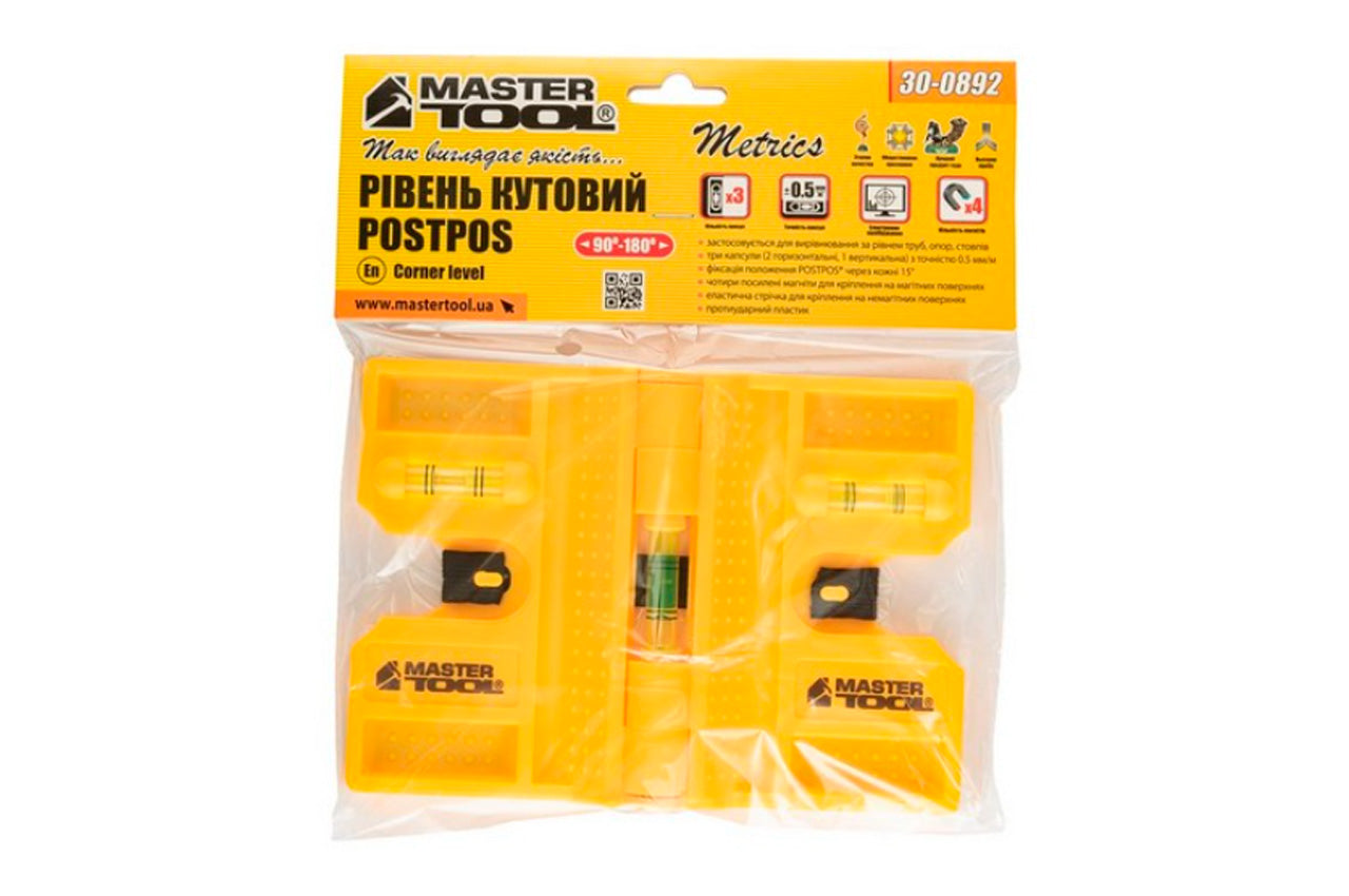 Уровень угловой магнитный Mastertool - 90-180° x 3 капсулы