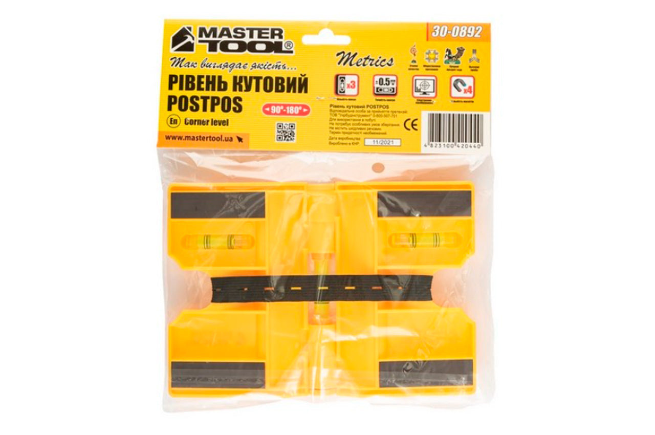 Уровень угловой магнитный Mastertool - 90-180° x 3 капсулы