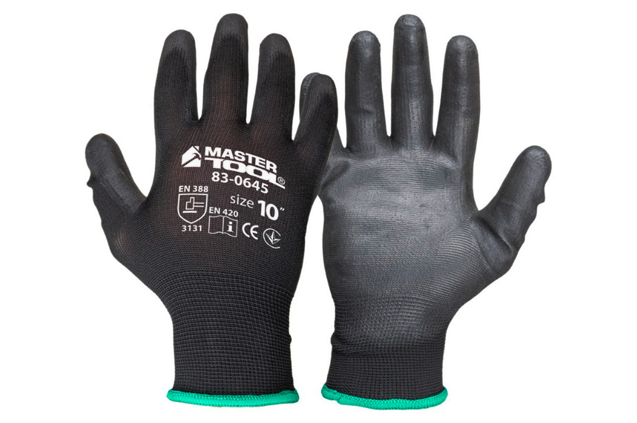 Перчатка Mastertool - полиуретановая [черная] 10" 6шт