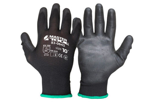 Перчатка Mastertool - полиуретановая [черная] 10" 6шт
