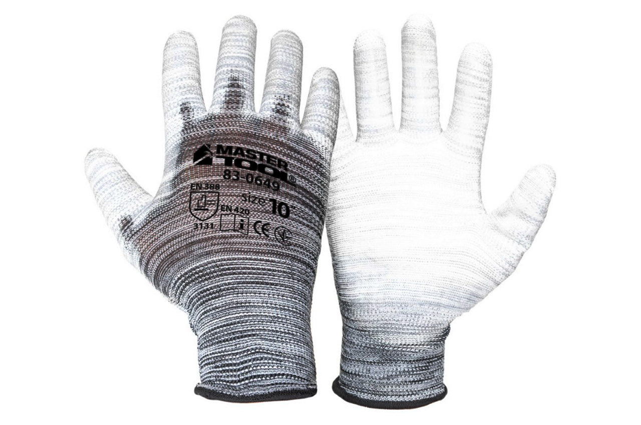 Перчатка Mastertool - полиуретановая [меланж] 10" 6шт