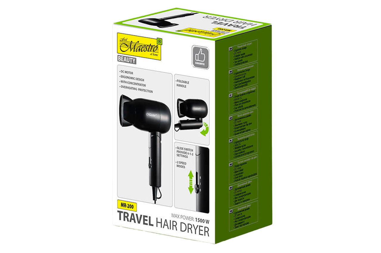 Фен дорожный Maestro - 1500Вт DC